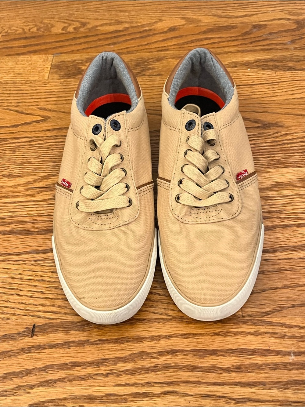 Men's Casual Canvas Levi Sneakers in Beige - Low Top Lace-Up